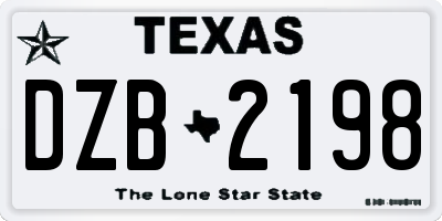 TX license plate DZB2198