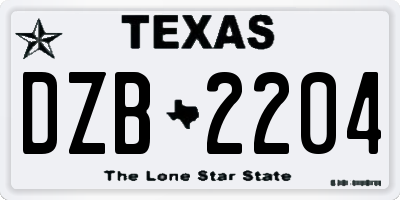 TX license plate DZB2204