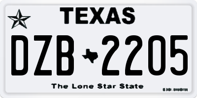 TX license plate DZB2205