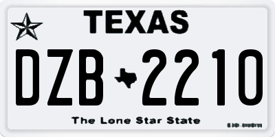 TX license plate DZB2210