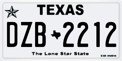 TX license plate DZB2212