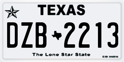 TX license plate DZB2213
