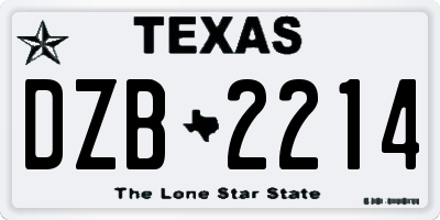 TX license plate DZB2214