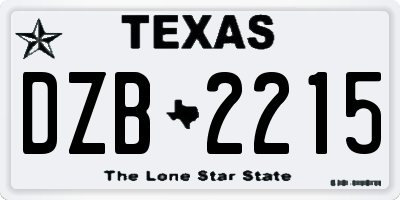 TX license plate DZB2215