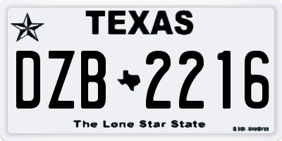 TX license plate DZB2216