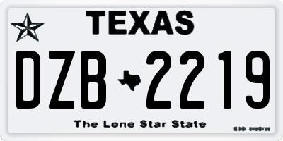 TX license plate DZB2219