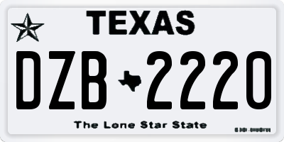 TX license plate DZB2220