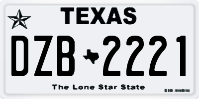 TX license plate DZB2221