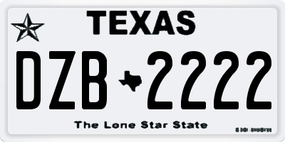 TX license plate DZB2222