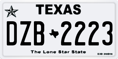TX license plate DZB2223