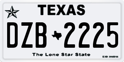 TX license plate DZB2225