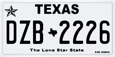 TX license plate DZB2226