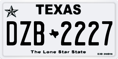 TX license plate DZB2227