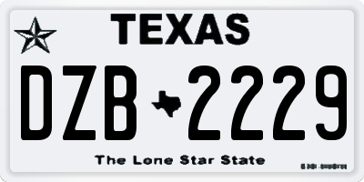 TX license plate DZB2229