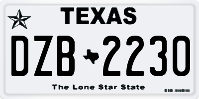 TX license plate DZB2230