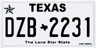 TX license plate DZB2231