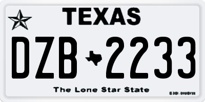 TX license plate DZB2233