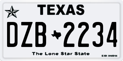 TX license plate DZB2234