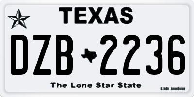 TX license plate DZB2236