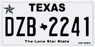 TX license plate DZB2241