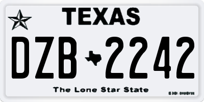 TX license plate DZB2242