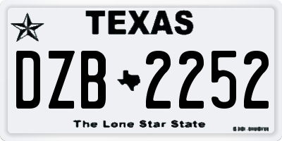 TX license plate DZB2252