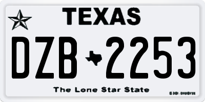 TX license plate DZB2253