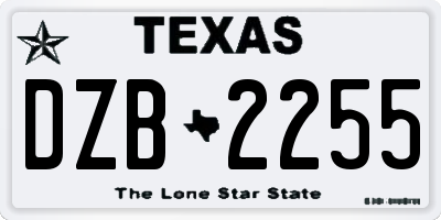 TX license plate DZB2255