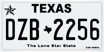 TX license plate DZB2256