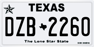 TX license plate DZB2260
