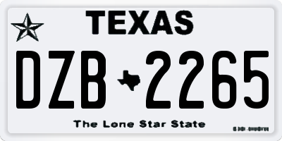 TX license plate DZB2265