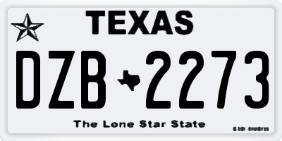 TX license plate DZB2273