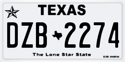 TX license plate DZB2274