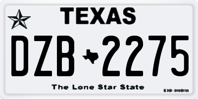 TX license plate DZB2275