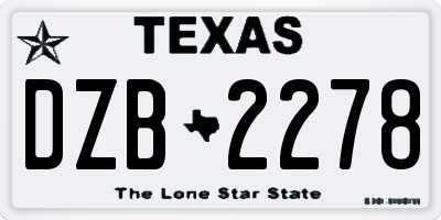 TX license plate DZB2278