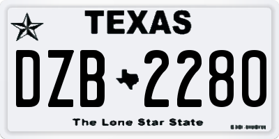 TX license plate DZB2280