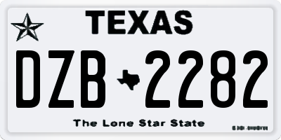 TX license plate DZB2282
