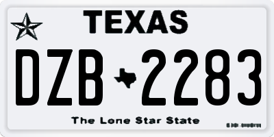 TX license plate DZB2283