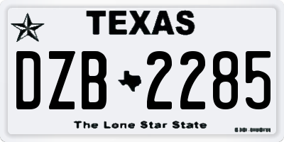 TX license plate DZB2285