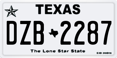 TX license plate DZB2287