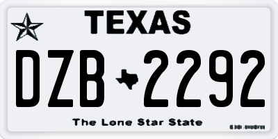 TX license plate DZB2292