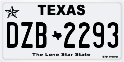 TX license plate DZB2293