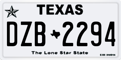 TX license plate DZB2294