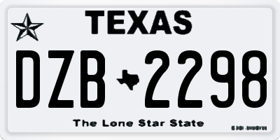 TX license plate DZB2298