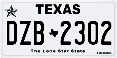 TX license plate DZB2302