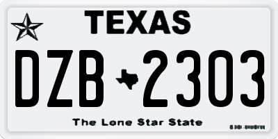 TX license plate DZB2303