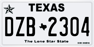 TX license plate DZB2304