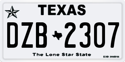 TX license plate DZB2307