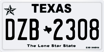 TX license plate DZB2308