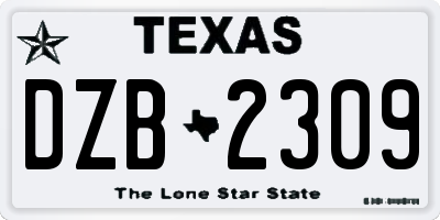 TX license plate DZB2309